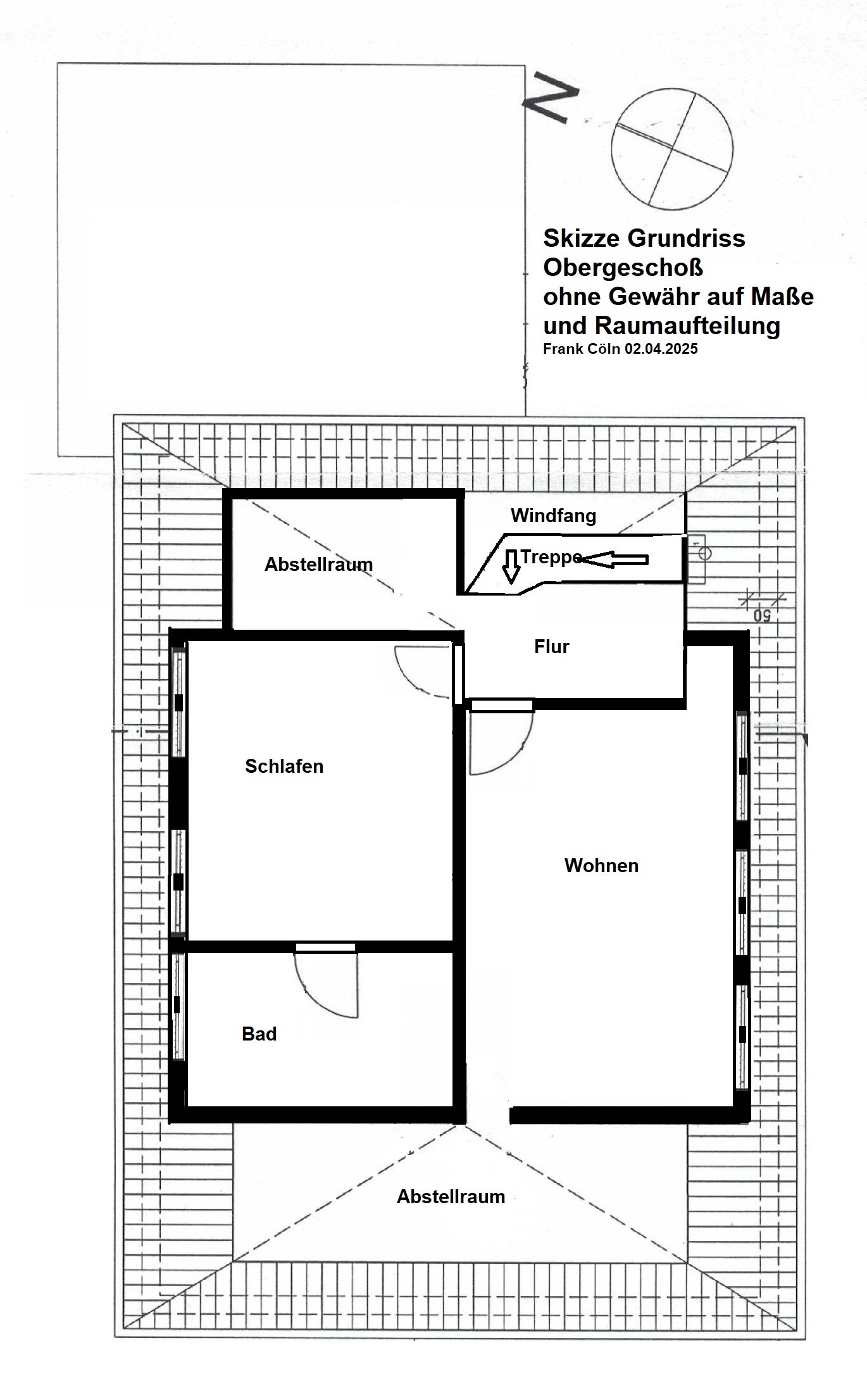 Skizze Grundriss Obergeschoß